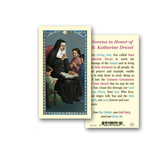 Saint Katharine Drexel Laminated Catholic Prayer Holy Card