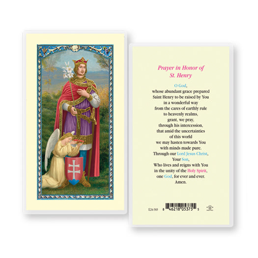 Saint Henry Laminated Catholic Prayer Holy Card Pack of 25