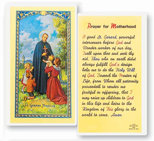 Saint Gerard Motherhood Laminated Catholic Prayer Holy Card Pack of 25