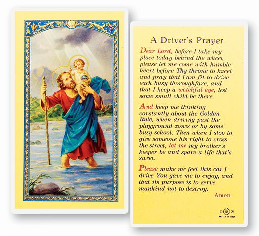 Saint Christopher Drivers Prayer Catholic Holy Card Pack of 25