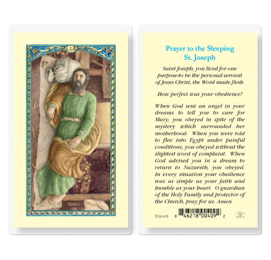 Saint Joseph Sleeping Laminated Catholic Prayer Holy Card Pack of 25