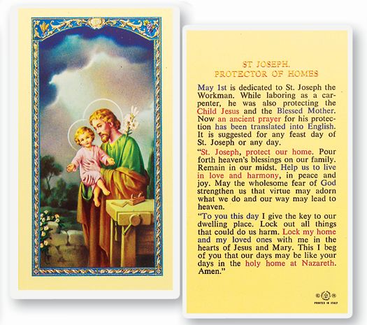 Saint Joseph Protection of Homes Laminated Holy Card Pack of 25