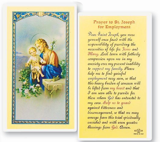 Saint Joseph Employment Prayer Laminated Holy Card Pack of 25