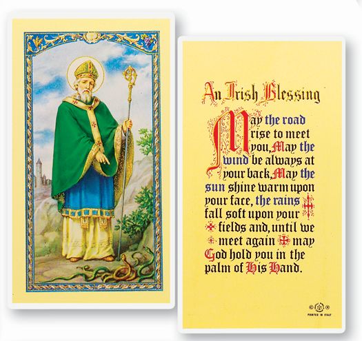 Saint Patrick an Irish Blessing Laminated Catholic Prayer Holy Card with Prayer on Back, Pack of 25