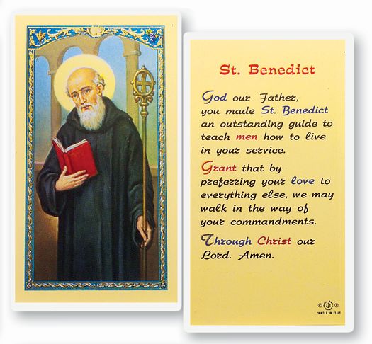 Saint Benedict God Our Father Laminated Catholic Prayer Holy Card Pack of 25