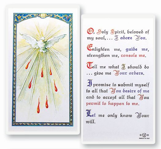 Holy Spirit Confirmation Laminated Catholic Prayer Holy Card with Prayer on Back, Pack of 25