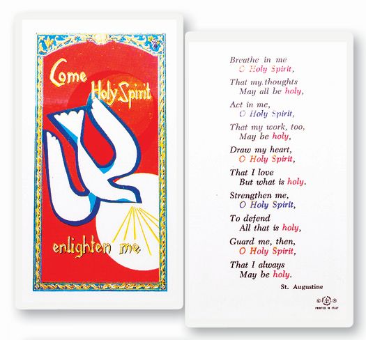 Confirmation Holy Spirit Breath Laminated Catholic Prayer Holy Card with Prayer on Back, Pack of 25