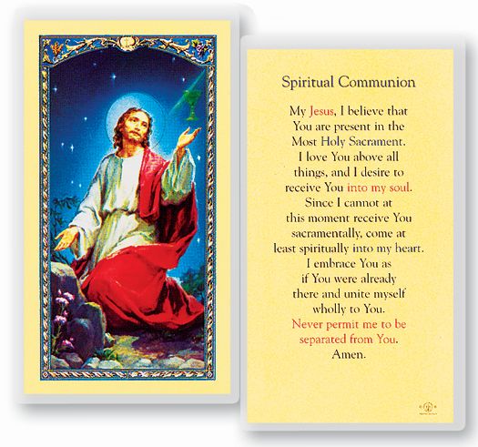 Spiritual Communion Laminated Catholic Prayer Holy Card Pack of 25