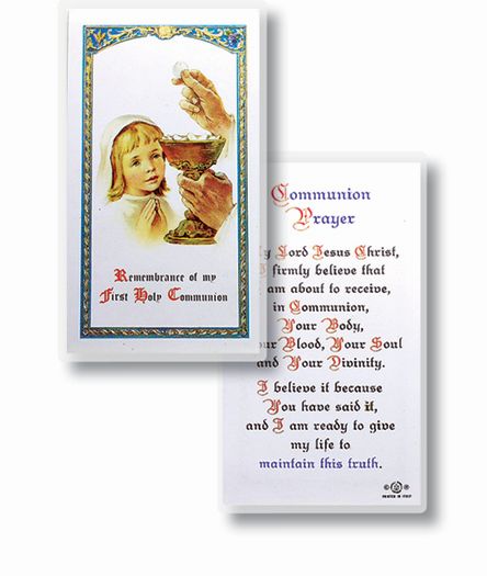 Communion Girl Laminated Catholic Prayer Holy Card Pack of 25