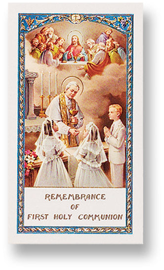 Communion Prayer Boy and Girl Laminated Catholic Prayer Holy Card with Prayer on Back, Pack of 25