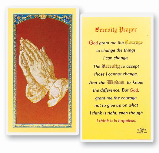 Serenity Prayer with Long Version Laminated Holy Card Pack of 25