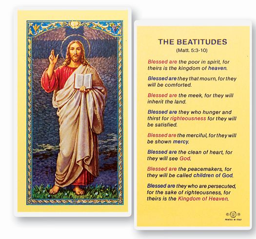 The Beatitudes Laminated Catholic Prayer Holy Card Pack of 25