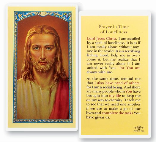 Prayer in Time of Loneliness Laminated Catholic Prayer Holy Card with Prayer on Back, Pack of 25
