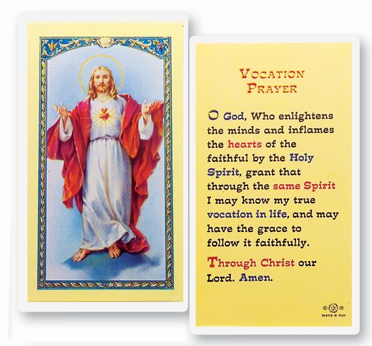 Vocation Prayer Laminated Catholic Prayer Holy Card Pack of 25
