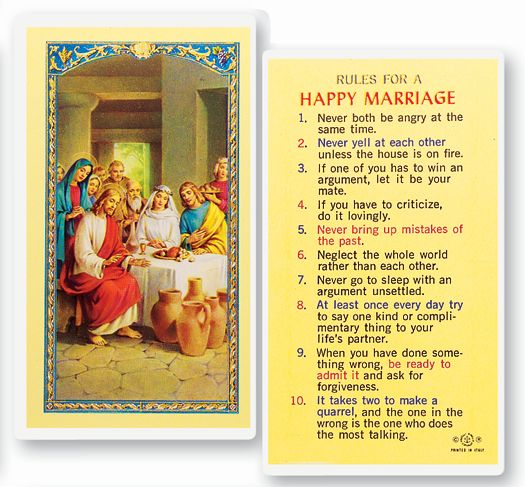 Rules for a Happy Marriage Laminated Prayer Cards Pack of 25