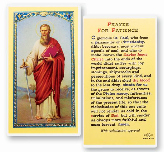 Saint Paul Laminated Catholic Prayer Holy Card Pack of 25