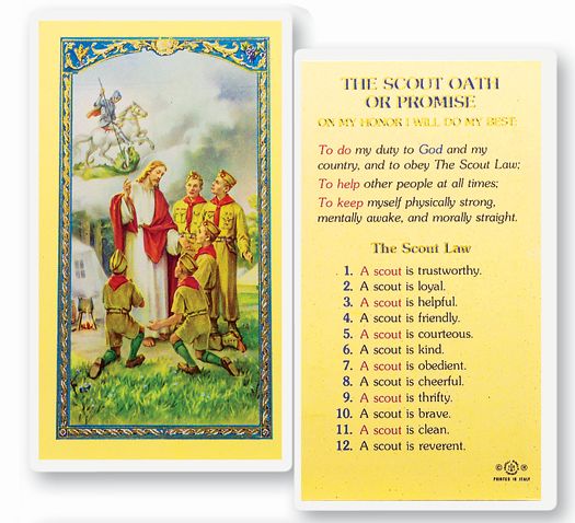 Boy Scout Promise Laminated Catholic Prayer Holy Card Pack of 25