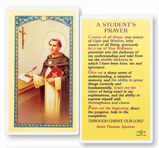 Students Prayer Laminated Catholic Holy Card Pack of 25