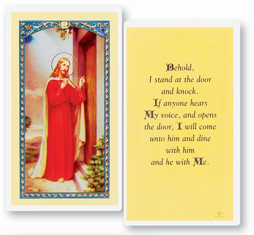 Behold Knock at the Door Catholic Prayer Holy Card Pack of 25