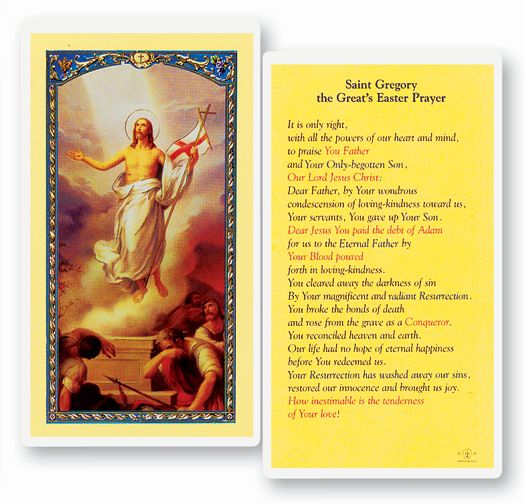 Saint Gregory Easter Prayer Laminated Catholic Prayer Holy Card with Prayer on Back, Pack of 25