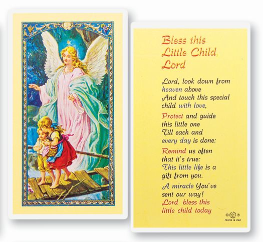 Bless This Little Child Lord Laminated Catholic Prayer Holy Card with Prayer on Back, Pack of 25