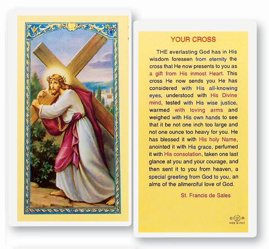 Your Cross Laminated Catholic Prayer Holy Card Pack of 25