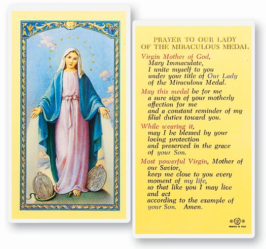 Our Lady of the Miraculous Medal Laminated Holy Card Pack of 25