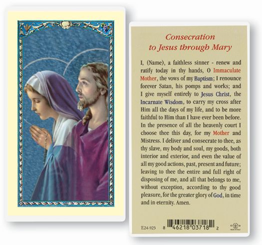 Consecration to Jesus through Mary Catholic Prayer Holy Card with Prayer on Back, Pack of 25