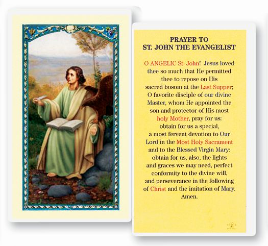 Saint John the Evangelist Laminated Catholic Prayer Holy Card Pack of 25