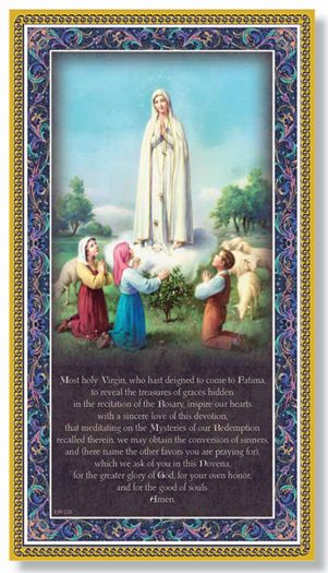 Our Lady of Fatima Gold Foil Wood Plaque Wall Art Decor Small