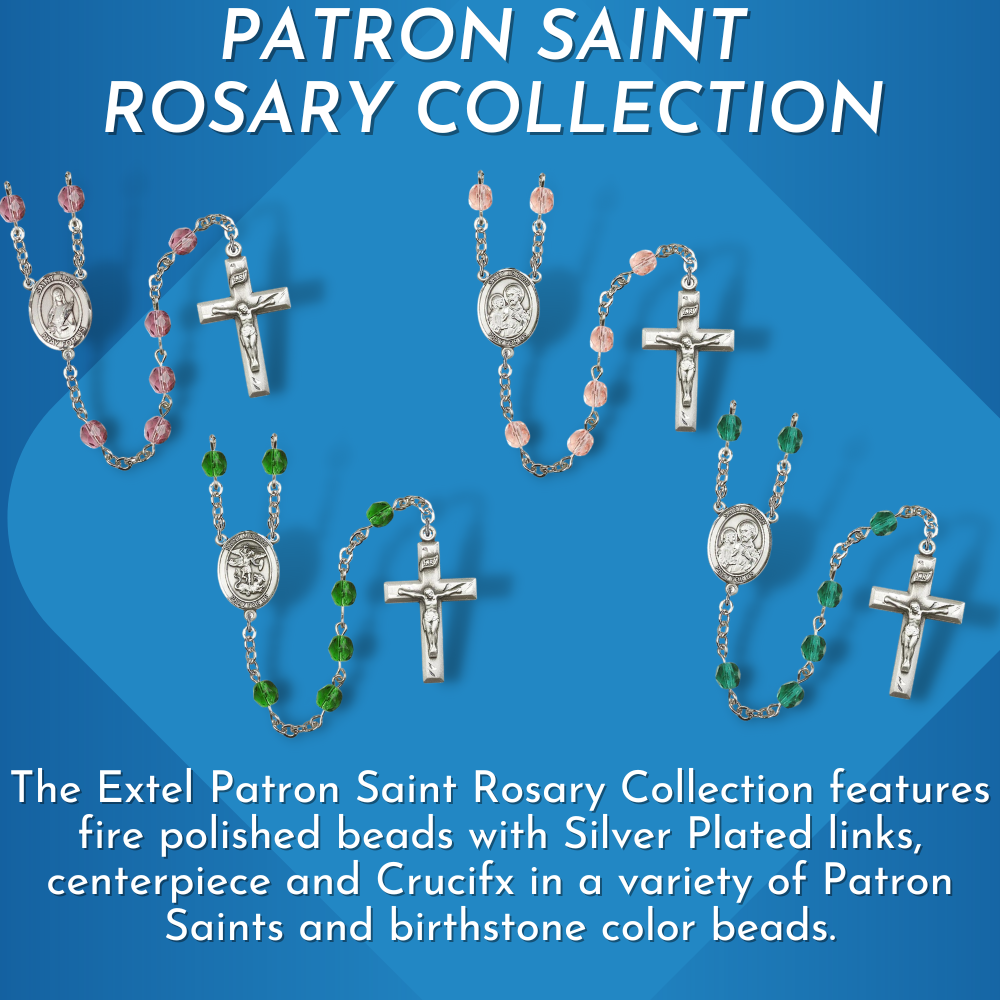 Extel St. Alexandra Catholic Rosary Beads, May Birthstone Emerald