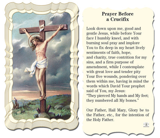 Crucifixion Catholic Prayer Holy Card with Prayer on Back, Pack of 50