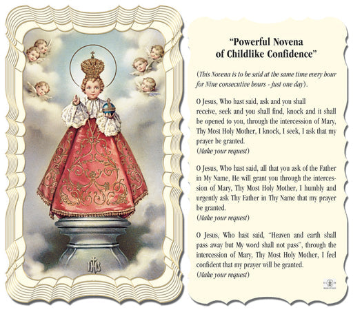 Infant of Prague-Peaceful Novena Childlike Confidence Catholic Prayer Holy Card with Prayer on Back, Pack of 50