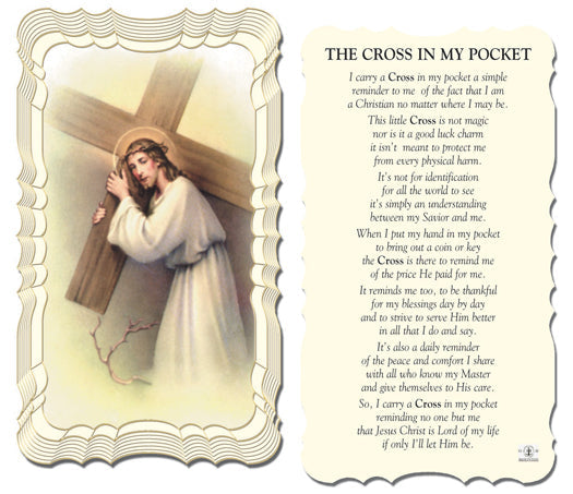 The Cross in My Pocket Catholic Prayer Holy Card with Prayer on Back, Pack of 50