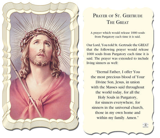 Saint Gertrude the Great Catholic Prayer Holy Card Pack of 50