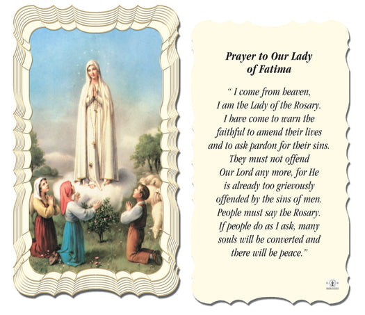 Our Lady of Fatima Catholic Prayer Holy Card Pack of 50