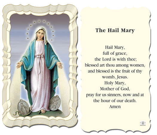The Hail Mary Catholic Prayer Holy Card with Prayer on Back, Pack of 50