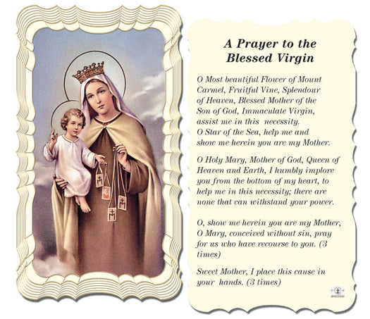 Our Lady of Mount Carmel Catholic Prayer Holy Card Pack of 50