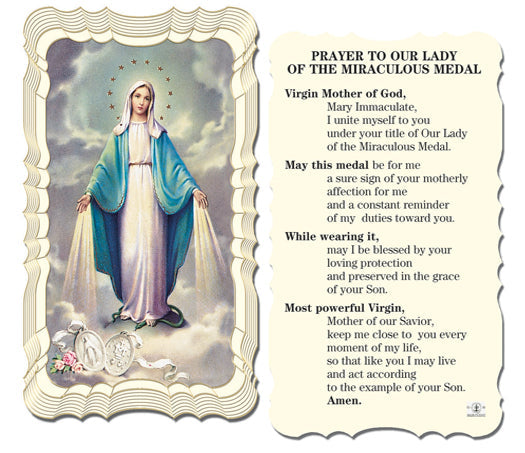 Our Lady of the Miraculous Medal Catholic Prayer Holy Card Pack of 50