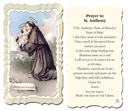 Saint Anthony Catholic Prayer Holy Card with Prayer on Back, Pack of 50