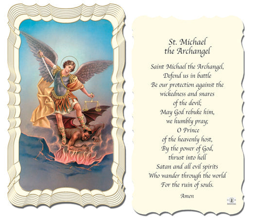 Saint Michael the Archangel Catholic Prayer Holy Card with Prayer on Back, Pack of 50
