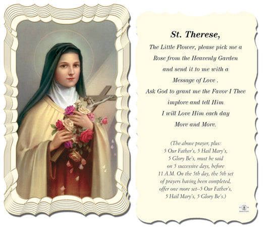 Saint Therese-Pick Me a Rose Catholic Prayer Holy Card with Prayer on Back, Pack of 50