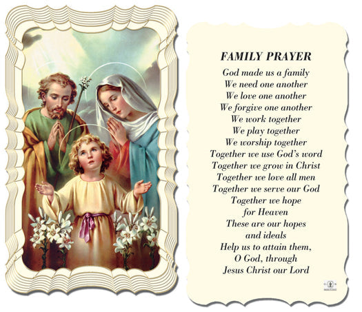 Holy Family Catholic Prayer Holy Card with Prayer on Back, Pack of 50
