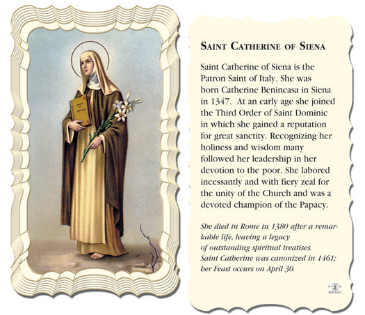 Saint Catherine of Siena Catholic Prayer Holy Card Pack of 50