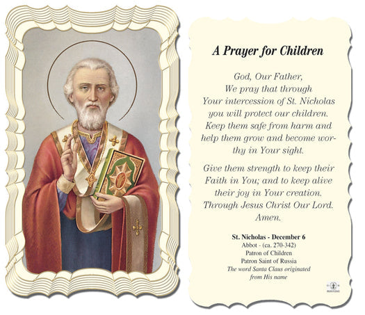 Saint Nicholas Prayer for Children Catholic Holy Card Pack of 50