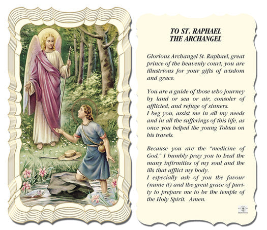 Saint Raphael the Archangel Catholic Prayer Holy Card Pack of 50