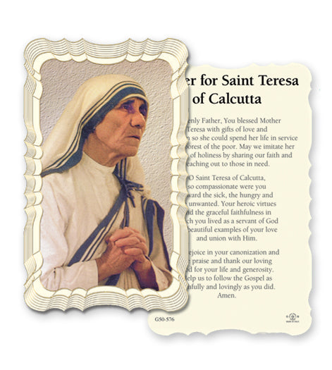 Mother Teresa of Calcutta Catholic Prayer Holy Card with Prayer on Back, Pack of 50