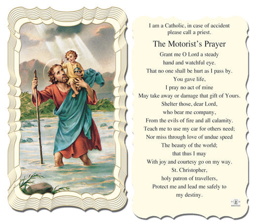 Saint Christopher Catholic Prayer Holy Card with Prayer on Back, Pack of 50