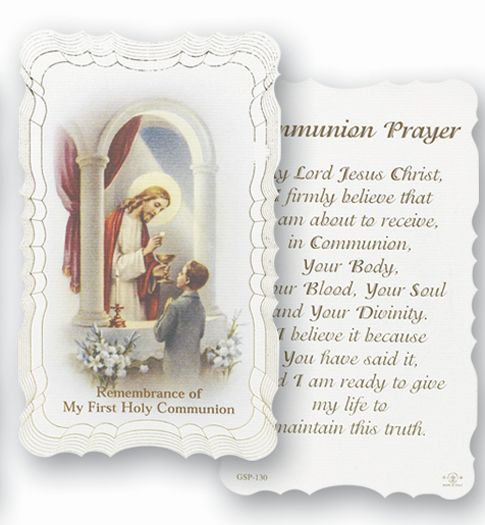 Communion Boy Catholic Prayer Holy Card with Prayer on Back, Pack of 50