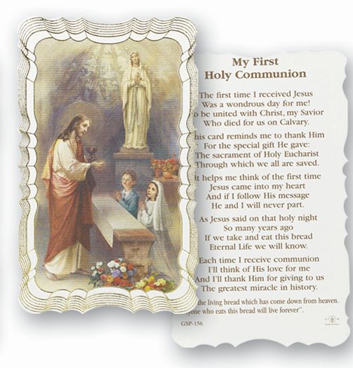 My First Holy Communion-Unisex Catholic Prayer Holy Card with Prayer on Back, Pack of 50